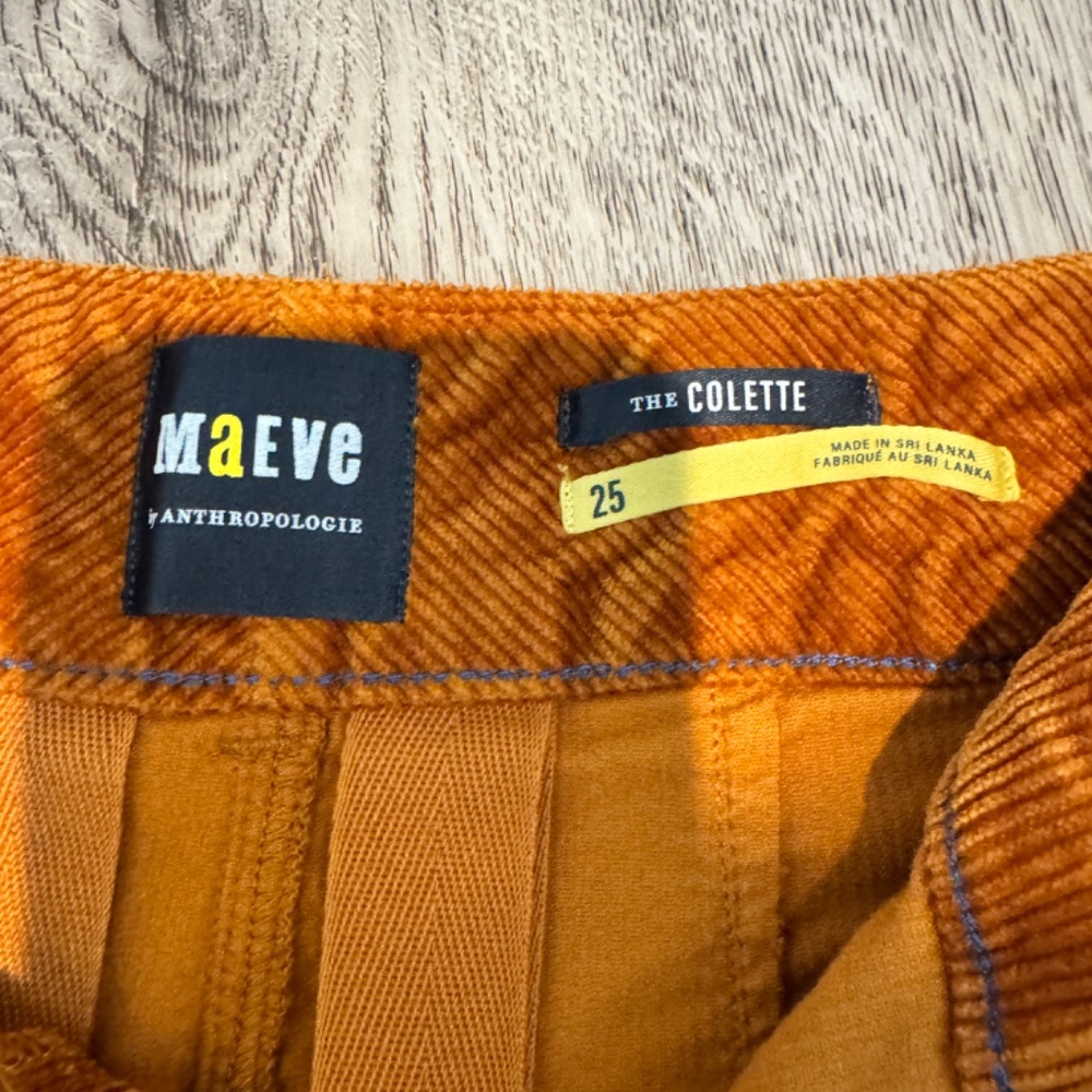 The Colette Cropped Bronze Wide-Leg Pants Maeve Corduroy Anthropologie  25 NEW! - Picture 5 of 6